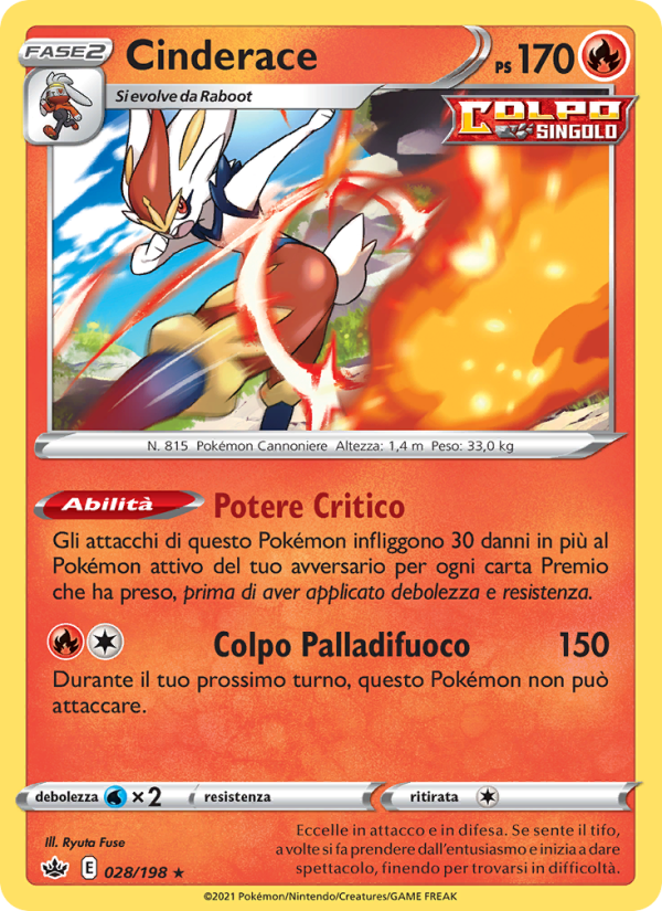 Cinderace 028/233 — Chilling Reign (Italian Pokémon TCG card)