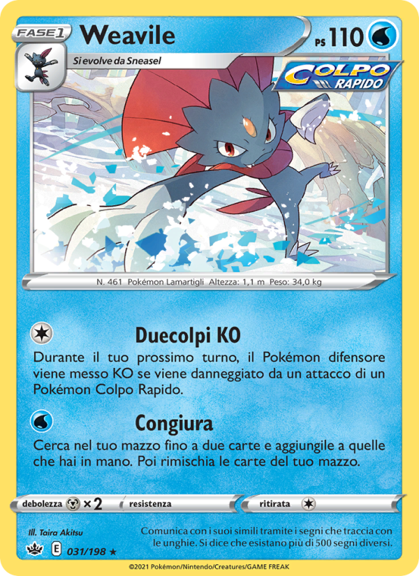 Weavile 031/233 — Chilling Reign (Italian Pokémon TCG card)