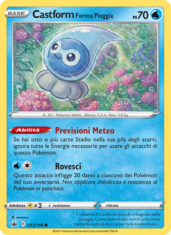 Castform Forma Pioggia 033/233 — Chilling Reign (Italian Pokémon TCG card)