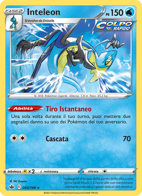 Inteleon 043/233 — Chilling Reign (Italian Pokémon TCG card)