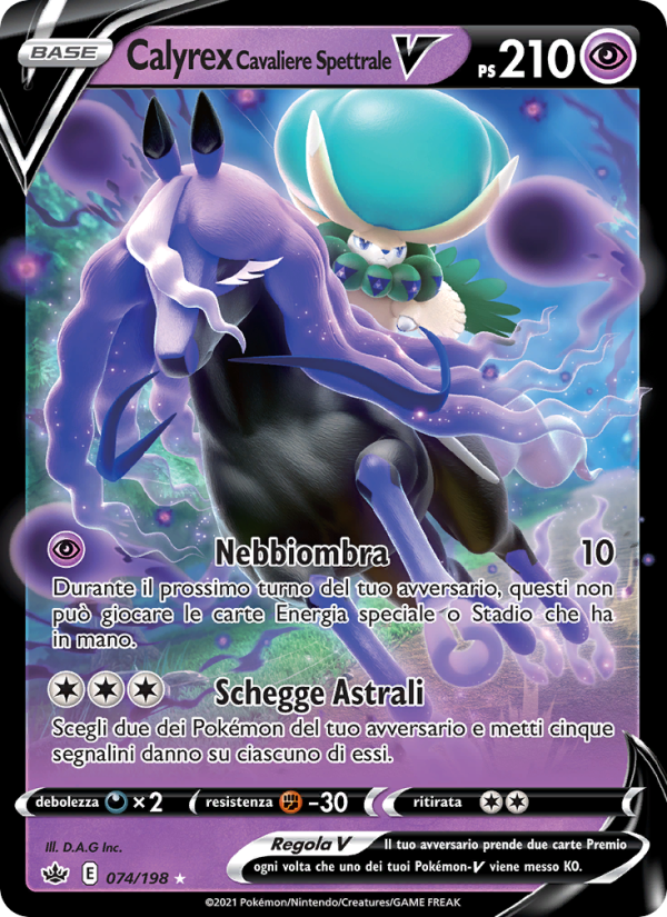 Calyrex Cavaliere Spettrale V 074/233 — Chilling Reign (Italian Pokémon TCG card)