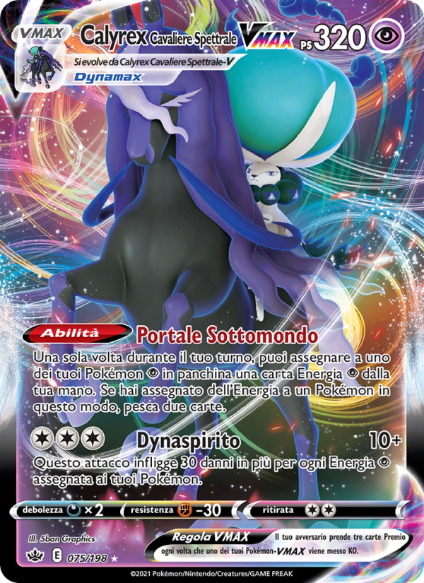 Calyrex Cavaliere Spettrale VMAX 075/233 — Chilling Reign (Italian Pokémon TCG card)