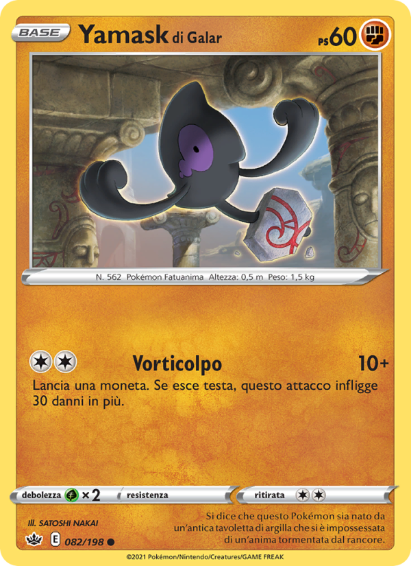 Yamask di Galar 082/233 — Chilling Reign (Italian Pokémon TCG card)