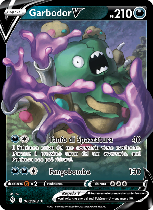 Garbodor V 100/237 — Evolving Skies (Italian Pokémon TCG card)
