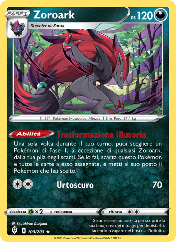 Zoroark 103/237 — Evolving Skies (Italian Pokémon TCG card)