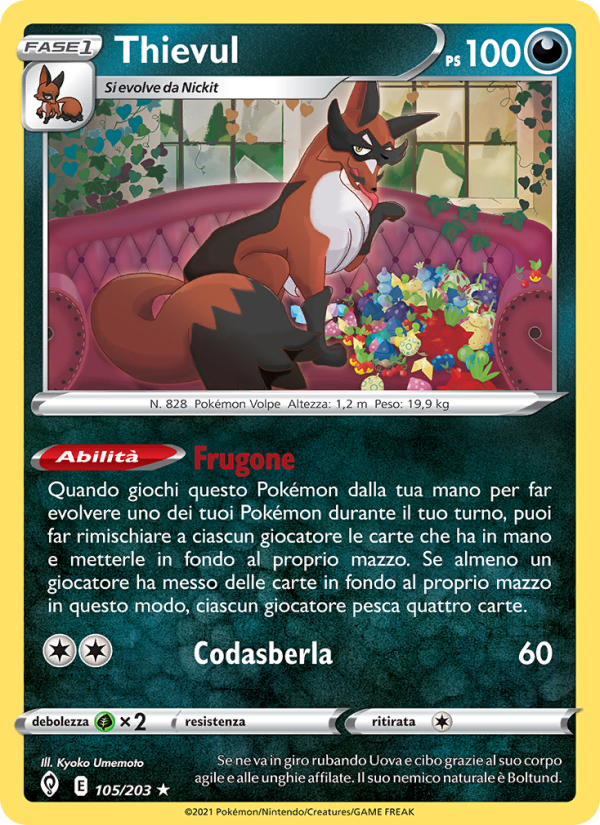 Thievul 105/237 — Evolving Skies (Italian Pokémon TCG card)