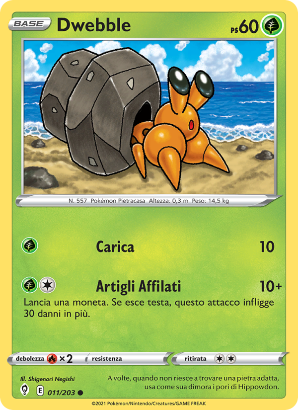 Dwebble 011/237 — Evolving Skies (Italian Pokémon TCG card)