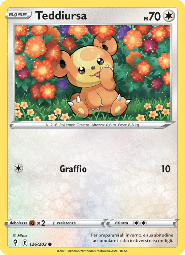 Teddiursa 126/237 — Evolving Skies (Italian Pokémon TCG card)
