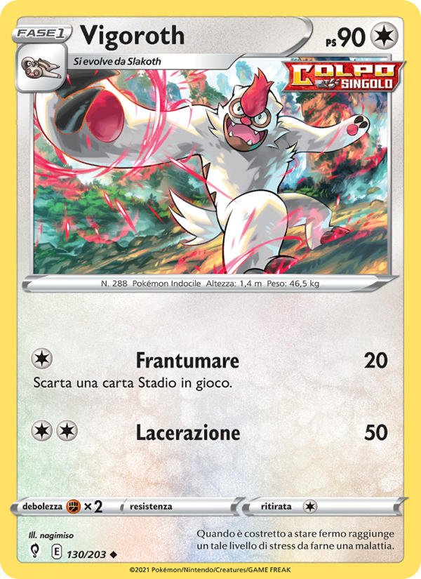 Vigoroth 130/237 — Evolving Skies (Italian Pokémon TCG card)