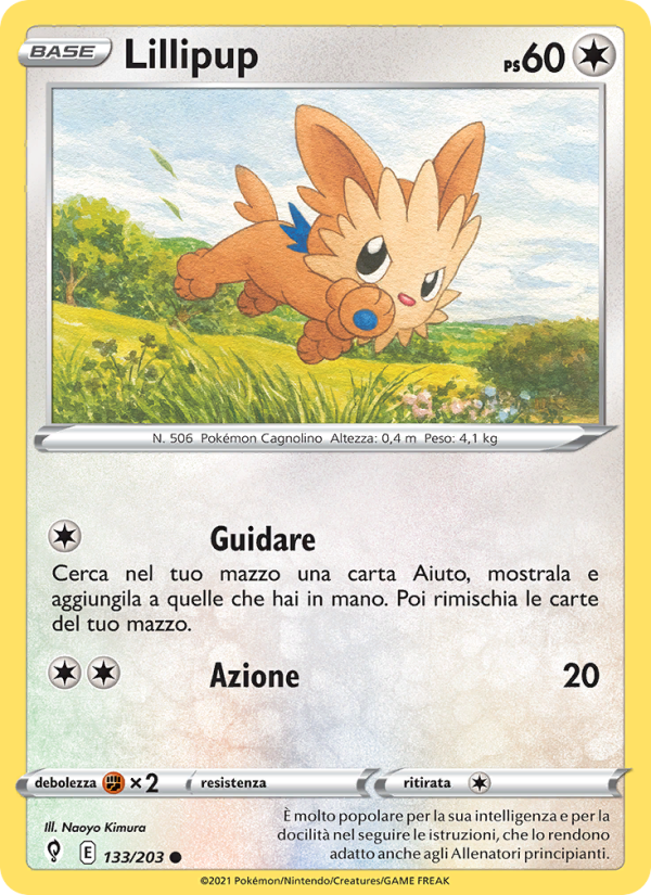 Lillipup 133/237 — Evolving Skies (Italian Pokémon TCG card)