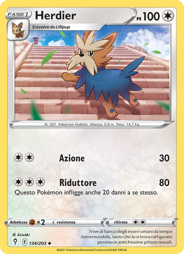 Herdier 134/237 — Evolving Skies (Italian Pokémon TCG card)
