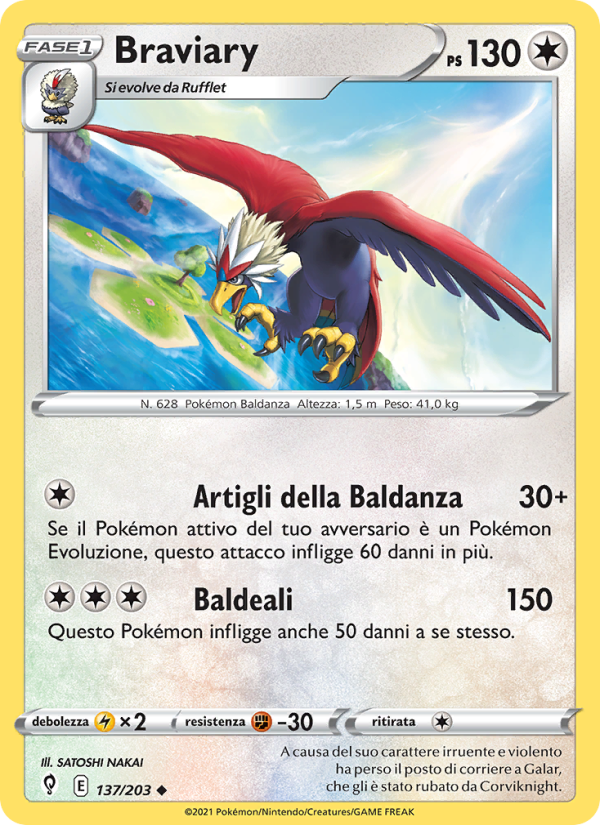 Braviary 137/237 — Evolving Skies (Italian Pokémon TCG card)