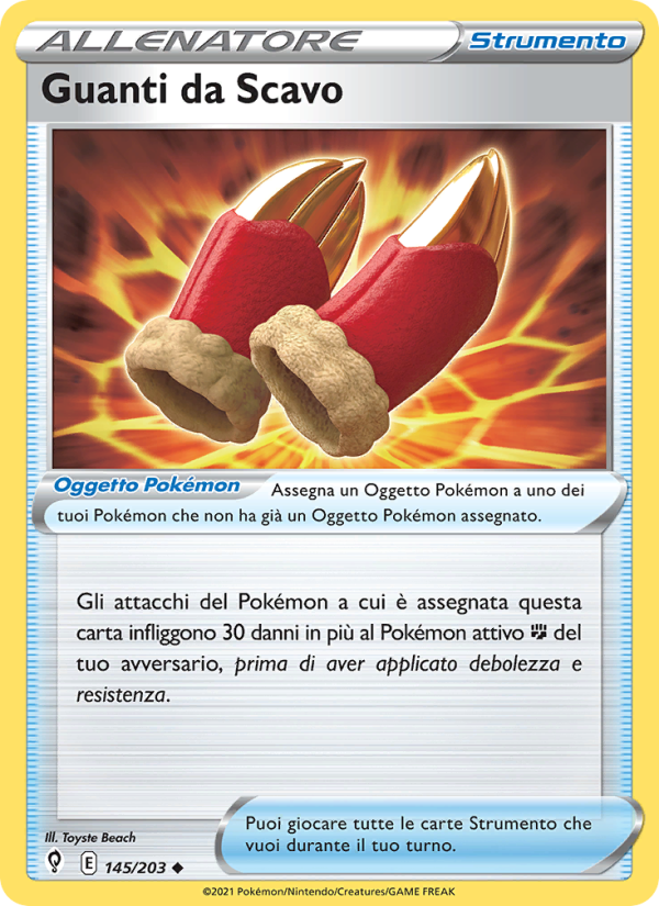 Guanti da Scavo 145/237 — Evolving Skies (Italian Pokémon TCG card)