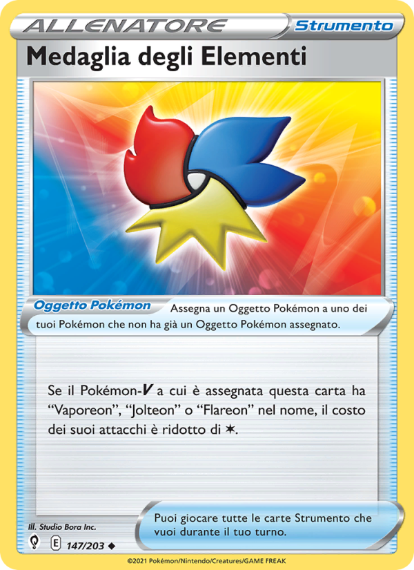 Medaglia degli Elementi 147/237 — Evolving Skies (Italian Pokémon TCG card)