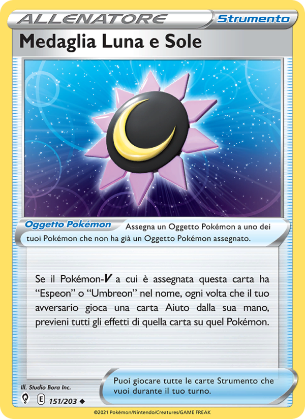 Medaglia Luna e Sole 151/237 — Evolving Skies (Italian Pokémon TCG card)