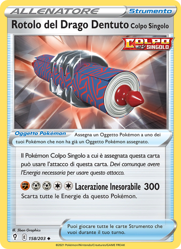 Rotolo del Drago Dentuto Colpo Singolo 158/237 — Evolving Skies (Italian Pokémon TCG card)
