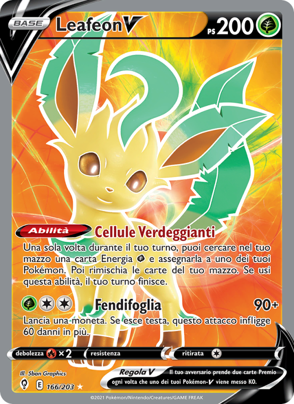 Leafeon V 166/237 — Evolving Skies (Italian Pokémon TCG card)