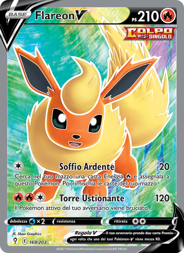 Flareon V 169/237 — Evolving Skies (Italian Pokémon TCG card)