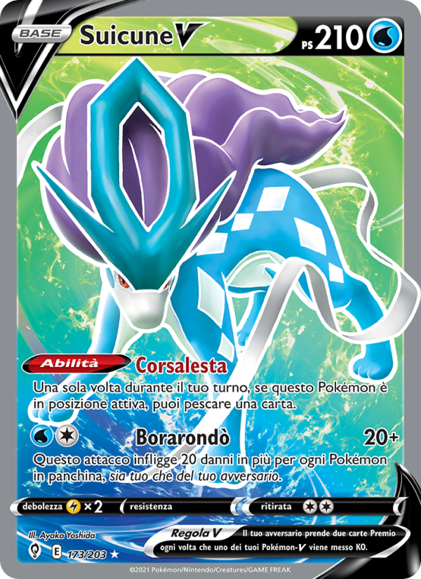 Suicune V 173/237 — Evolving Skies (Italian Pokémon TCG card)