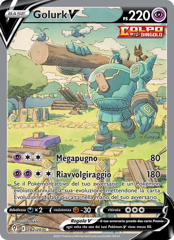 Golurk V 182/237 — Evolving Skies (Italian Pokémon TCG card)