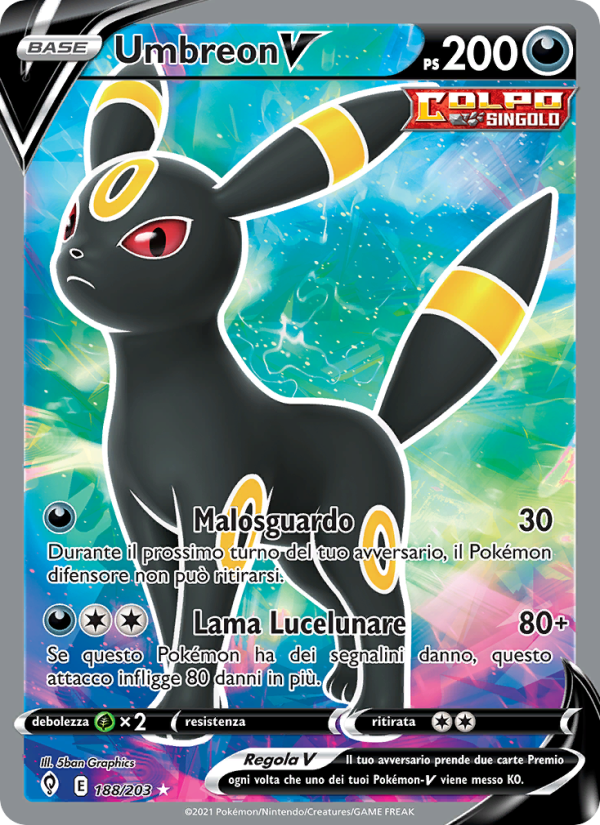 Umbreon V 188/237 — Evolving Skies (Italian Pokémon TCG card)