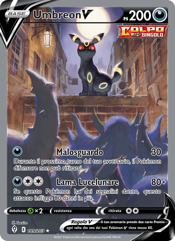 Umbreon V 189/237 — Evolving Skies (Italian Pokémon TCG card)