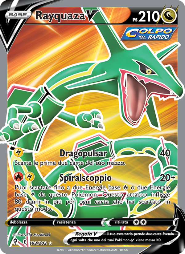 Rayquaza V 193/237 — Evolving Skies (Italian Pokémon TCG card)