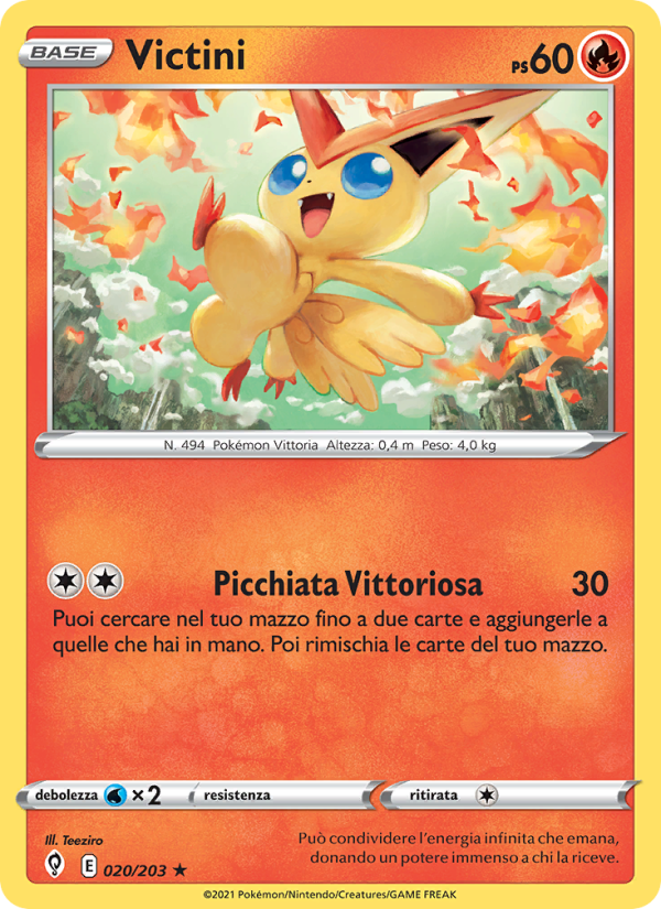 Victini 020/237 — Evolving Skies (Italian Pokémon TCG card)