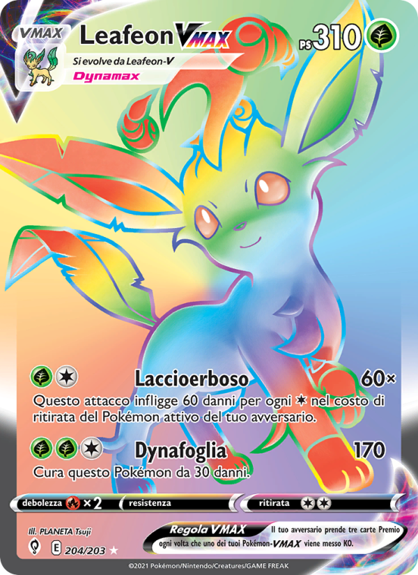 Leafeon VMAX 204/237 — Evolving Skies (Italian Pokémon TCG card)