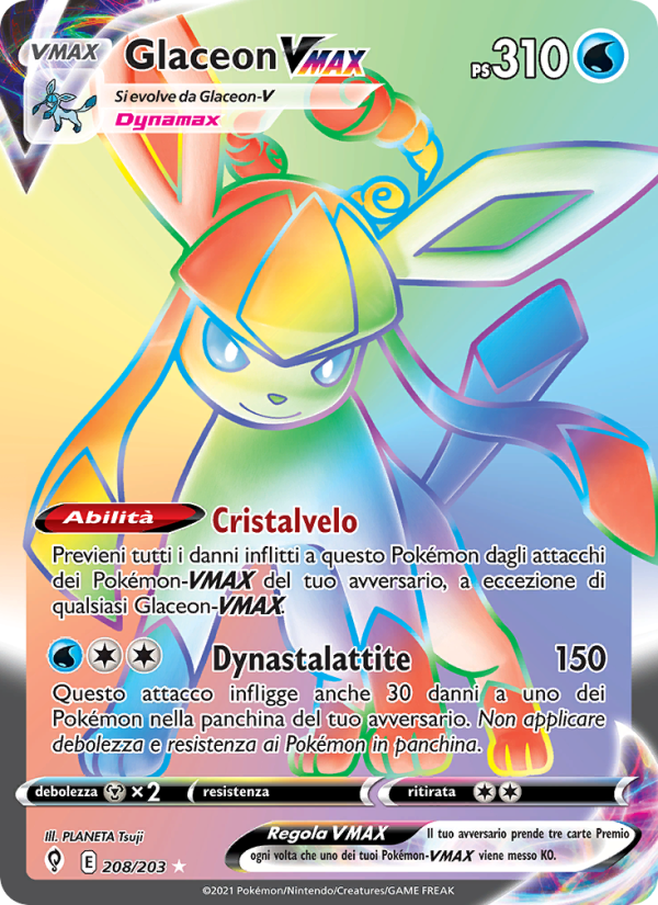Glaceon VMAX 208/237 — Evolving Skies (Italian Pokémon TCG card)