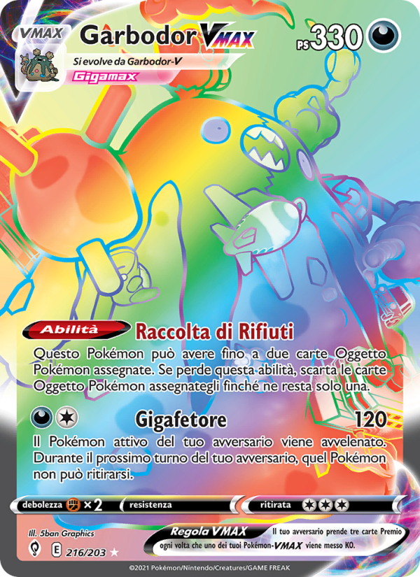 Garbodor VMAX 216/237 — Evolving Skies (Italian Pokémon TCG card)