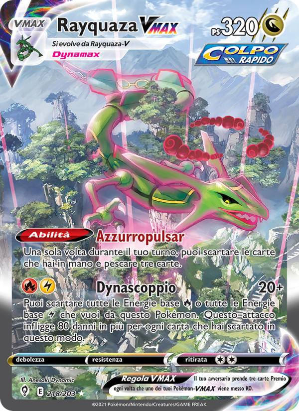 Rayquaza VMAX 218/237 — Evolving Skies (Italian Pokémon TCG card)
