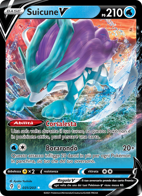 Suicune V 031/237 — Evolving Skies (Italian Pokémon TCG card)