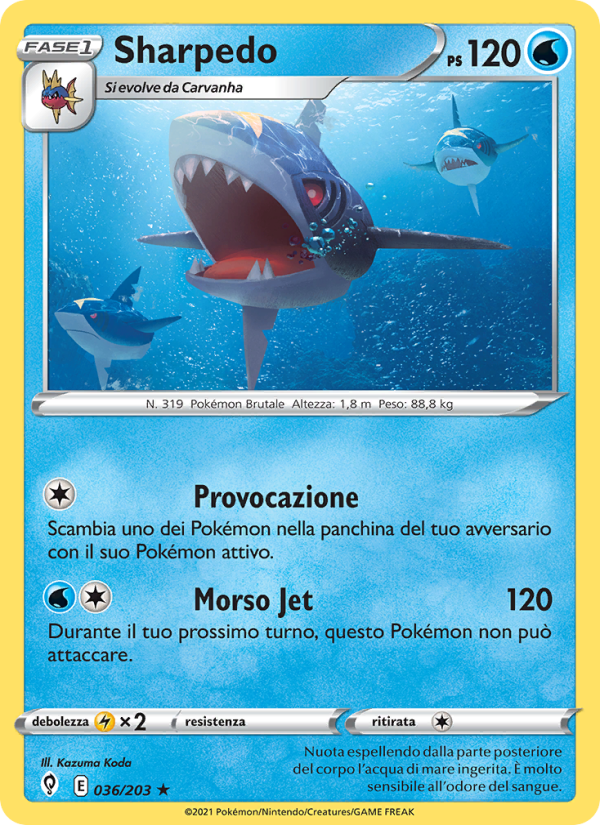 Sharpedo 036/237 — Evolving Skies (Italian Pokémon TCG card)