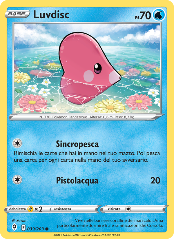 Luvdisc 039/237 — Evolving Skies (Italian Pokémon TCG card)