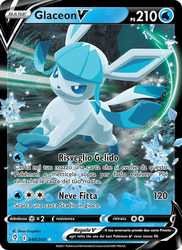 Glaceon V 040/237 — Evolving Skies (Italian Pokémon TCG card)