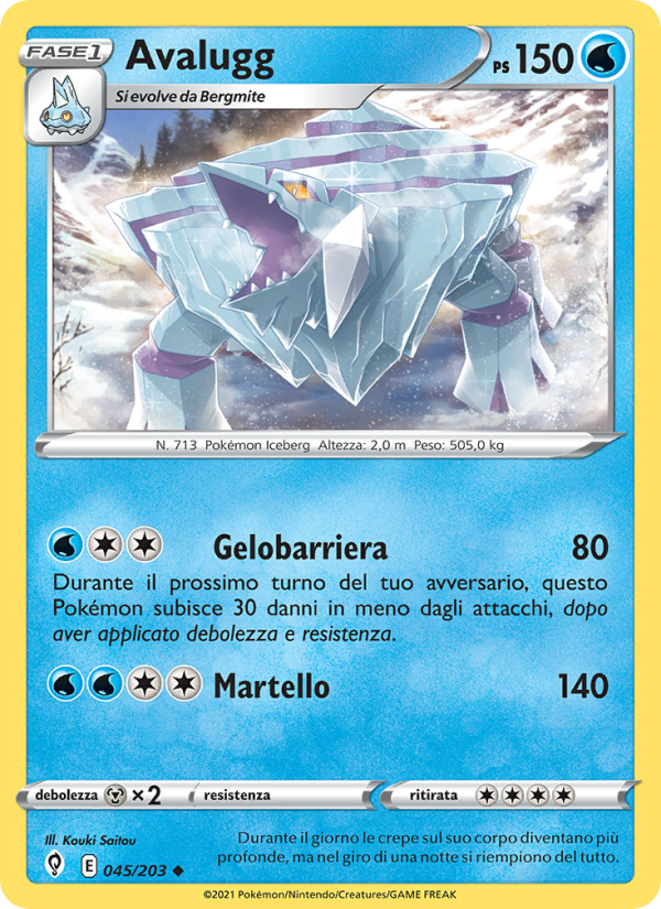 Avalugg 045/237 — Evolving Skies (Italian Pokémon TCG card)