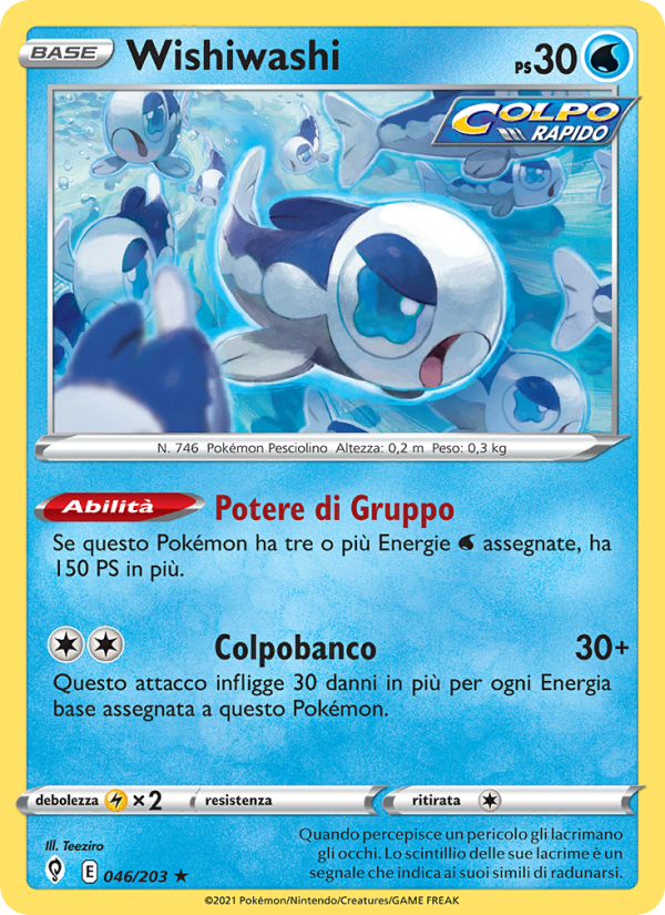 Wishiwashi 046/237 — Evolving Skies (Italian Pokémon TCG card)