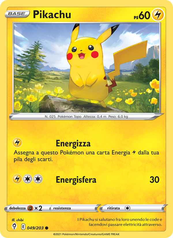 Pikachu 049/237 — Evolving Skies (Italian Pokémon TCG card)