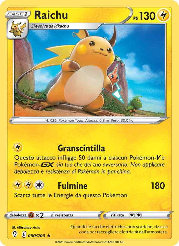 Raichu 050/237 — Evolving Skies (Italian Pokémon TCG card)