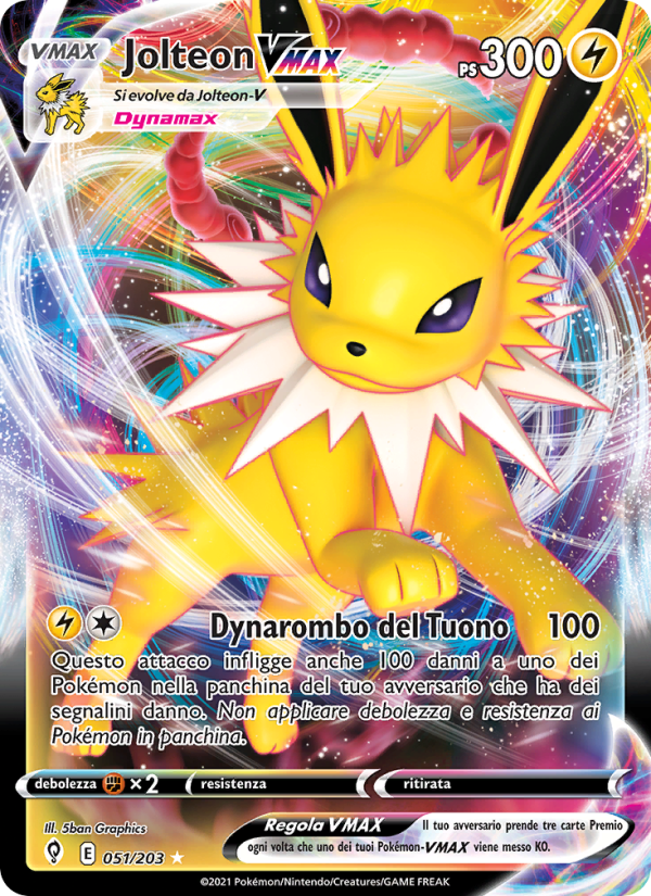 Jolteon VMAX 051/237 — Evolving Skies (Italian Pokémon TCG card)