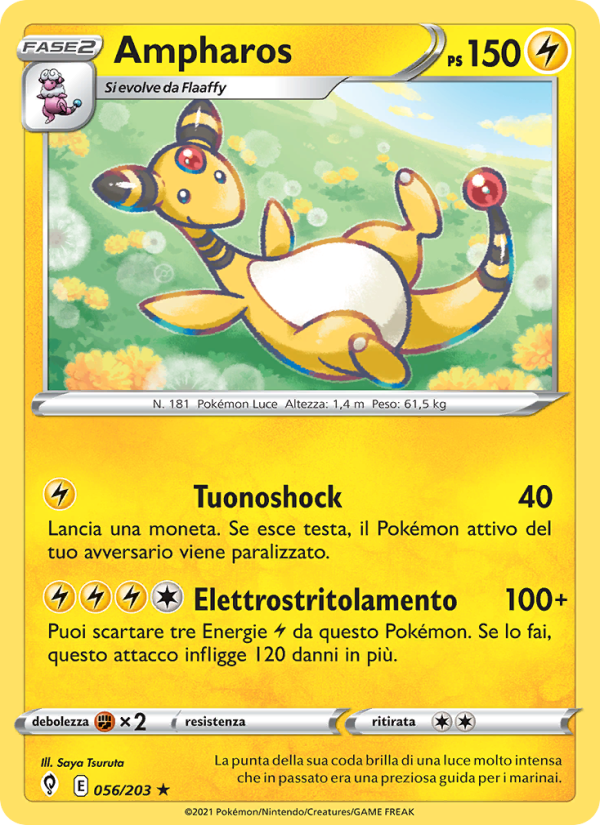 Ampharos 056/237 — Evolving Skies (Italian Pokémon TCG card)