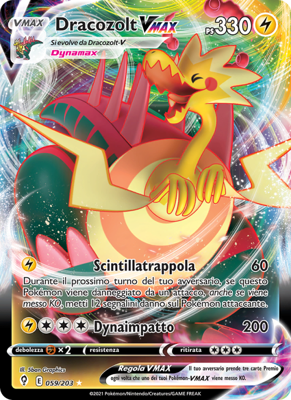 Dracozolt VMAX 059/237 — Evolving Skies (Italian Pokémon TCG card)