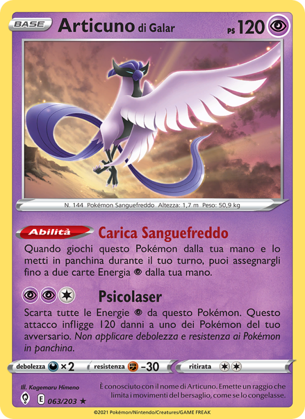 Articuno di Galar 063/237 — Evolving Skies (Italian Pokémon TCG card)