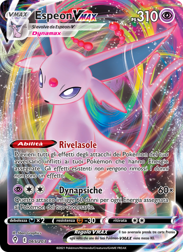 Espeon VMAX 065/237 — Evolving Skies (Italian Pokémon TCG card)