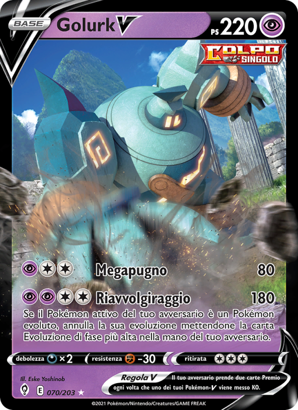 Golurk V 070/237 — Evolving Skies (Italian Pokémon TCG card)