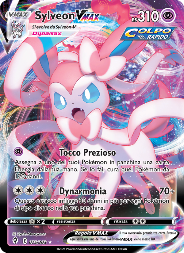 Sylveon VMAX 075/237 — Evolving Skies (Italian Pokémon TCG card)