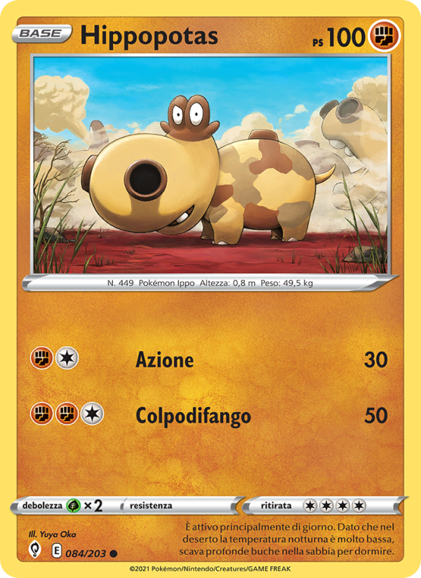 Hippopotas 084/237 — Evolving Skies (Italian Pokémon TCG card)