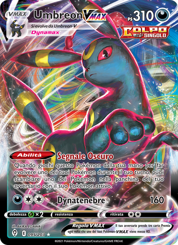 Umbreon VMAX 095/237 — Evolving Skies (Italian Pokémon TCG card)
