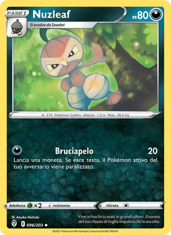 Nuzleaf 096/237 — Evolving Skies (Italian Pokémon TCG card)